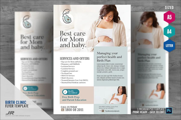 Maternity Flyer Templates – Sophisticated Designs for Pregnancy Events | Editable PSD and AI Files Download